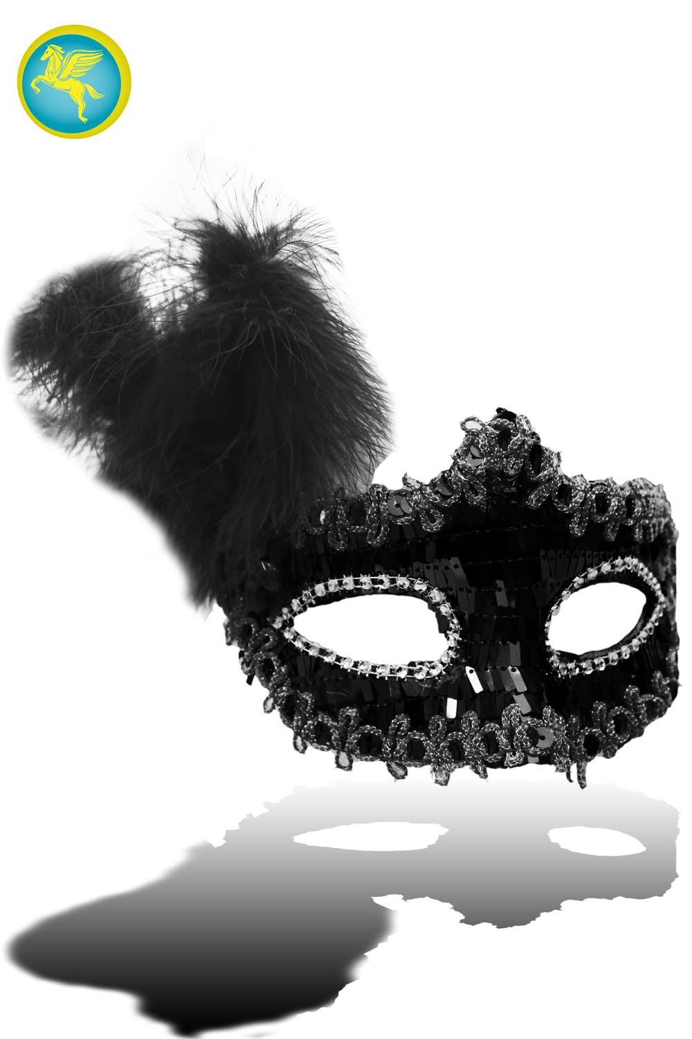 Maschera paillettes lusso nera